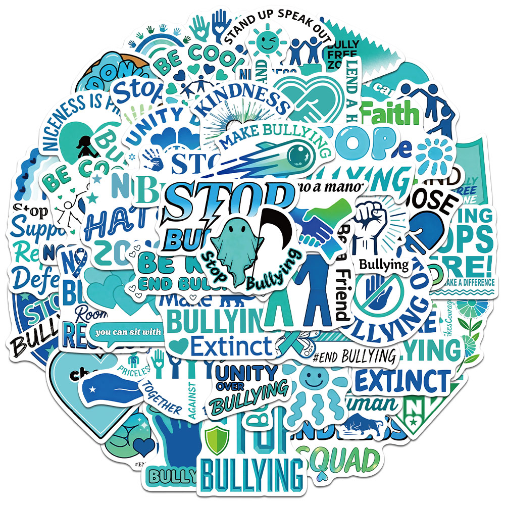 50张/套反霸凌日卡通贴纸手机壳笔记本水杯电脑平板个性装饰贴纸