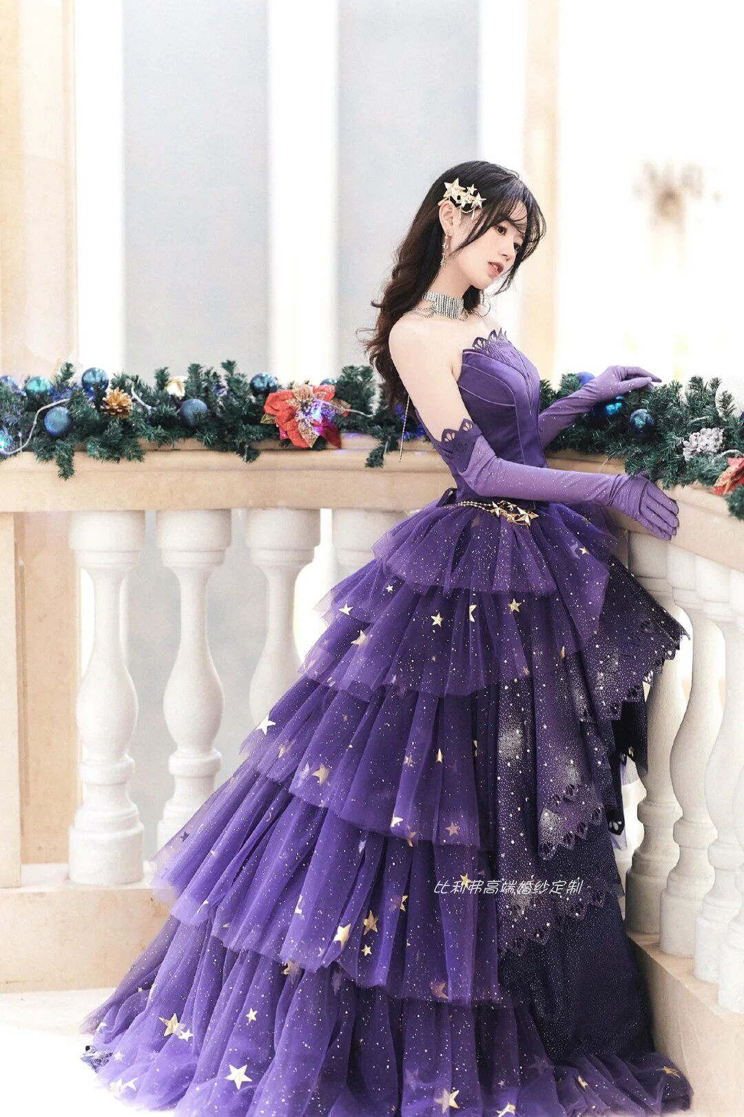 星之海与梦礼服蓝色蛋糕裙彩色婚礼服/晚装