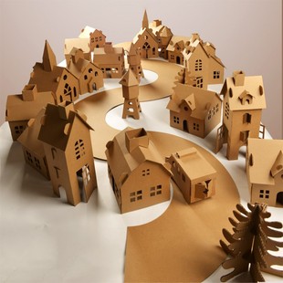 纸板幼儿园建构区环创材料包儿童手工制作diy小房子纸板纸箱小屋