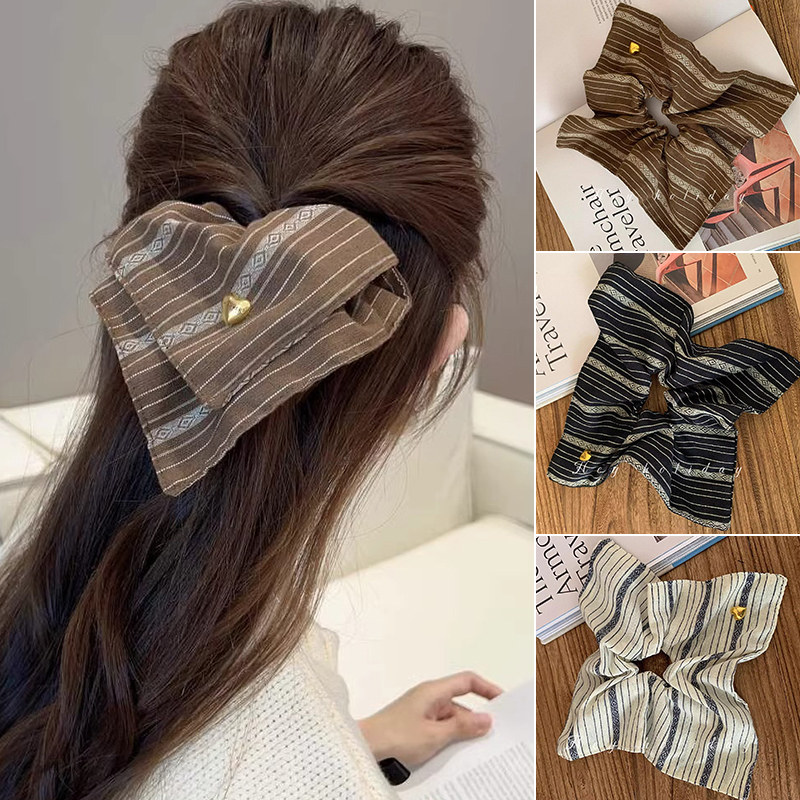 复古森系条纹方形大肠发圈2024新款方巾发绳低马尾头绳扎头发发饰,饰品/流行首饰/时尚饰品新,发饰,淘宝优惠券,粉丝福利购,淘宝优惠卷