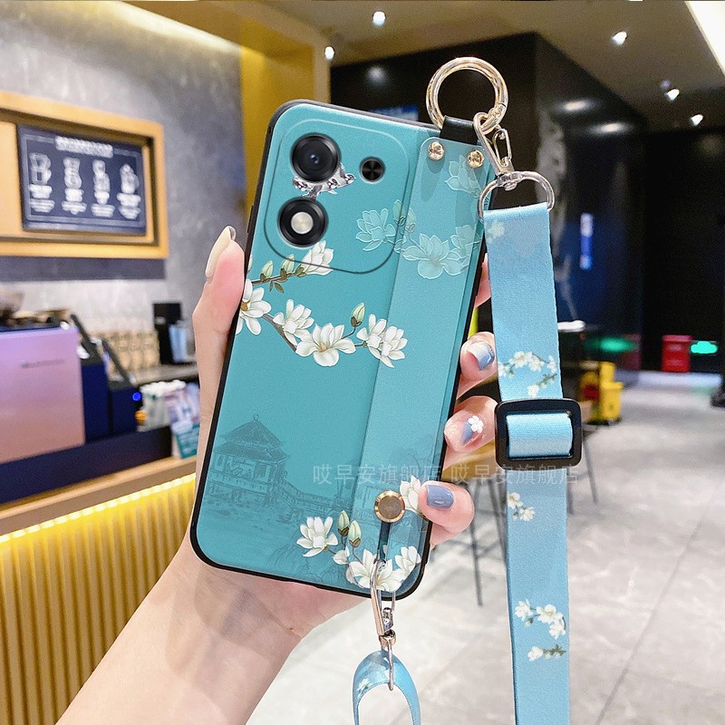 适用荣耀X70i手机壳ABR-AN00保护套honorx70i硅胶X60i腕带X50i+斜挎X40i可背全包防摔女X40i带挂绳挂脖子国风
