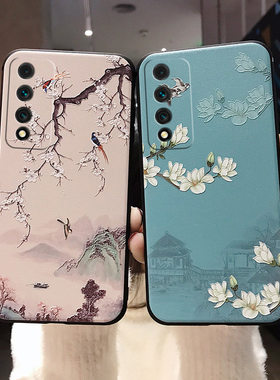 适用华为荣耀play5手机壳5T保护套4/4t硅胶8T/7T/6T pro软壳3防摔6C女款Play9C带挂绳9T/10T挂脖10子5G中国风