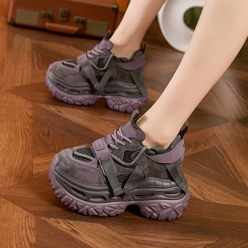 厚底老爹鞋女2025秋冬新款网面透气休闲鞋时尚百搭单鞋内女鞋