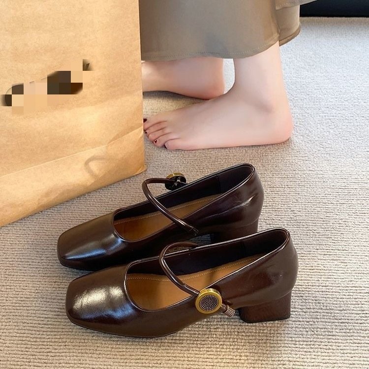 方头百搭玛丽珍鞋2026春季韩版新款法式复古单鞋小众皮带扣高跟鞋,女鞋,时尚休闲鞋,淘宝优惠券,粉丝福利购,淘宝优惠卷