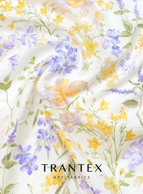 60*80s液氮长绒棉丝滑丝光全棉印花服装连衣裙布料面料度假时光1