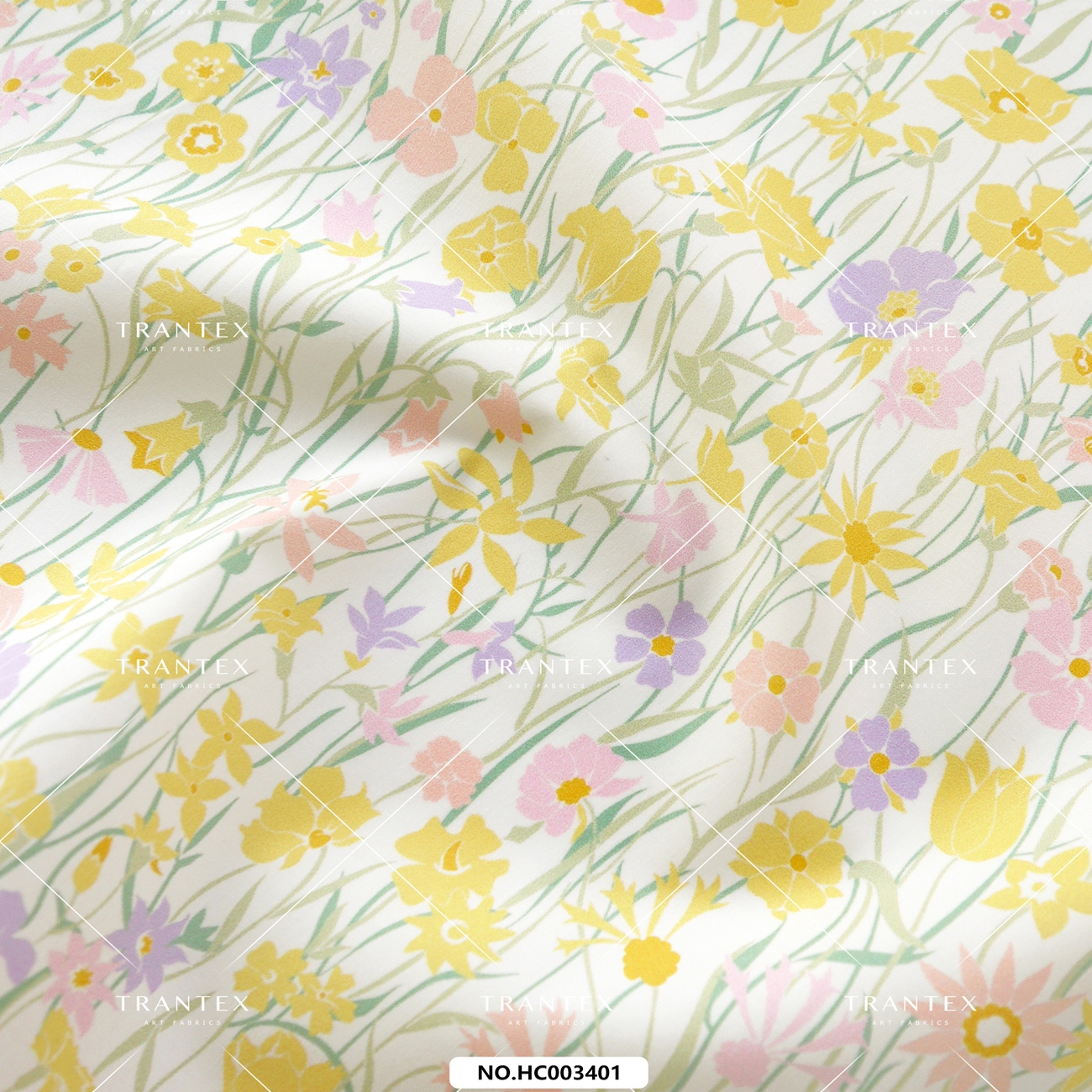 60s天丝府绸莱赛尔纤维轻薄微透春夏服装连衣裙印花布料面料花丛1