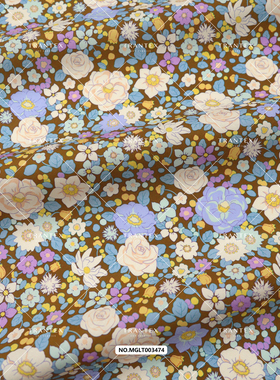 天冉艺纺100s长绒棉轻薄款全棉印花服装半裙布料面料玛格丽特