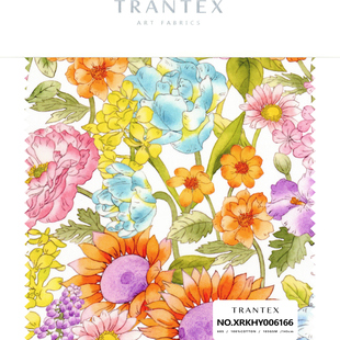 天冉艺纺100s长绒棉轻薄款全棉印花服装半裙布料面料向日葵花园1