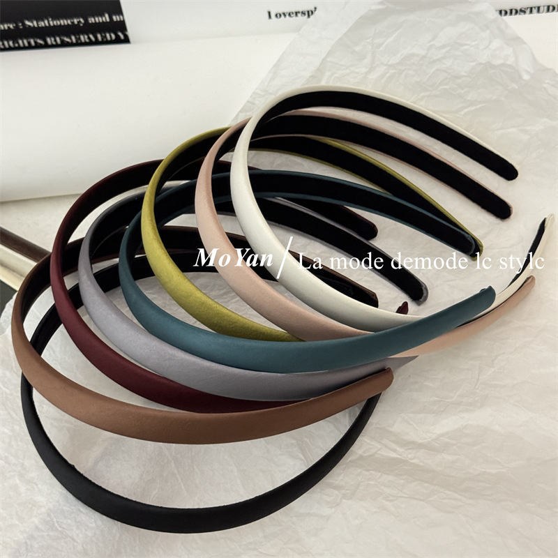 日韩简约细款绸缎深色发箍高级感气质头箍经典百搭外出压发卡发饰