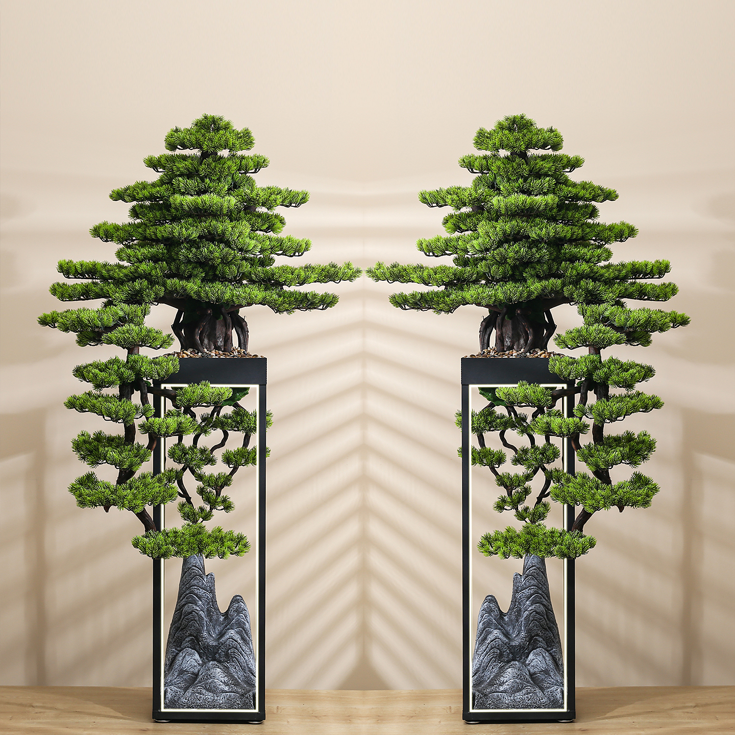 仿真迎客松假树绿植大型落地摆件办公室客厅公司酒店罗汉松装饰品