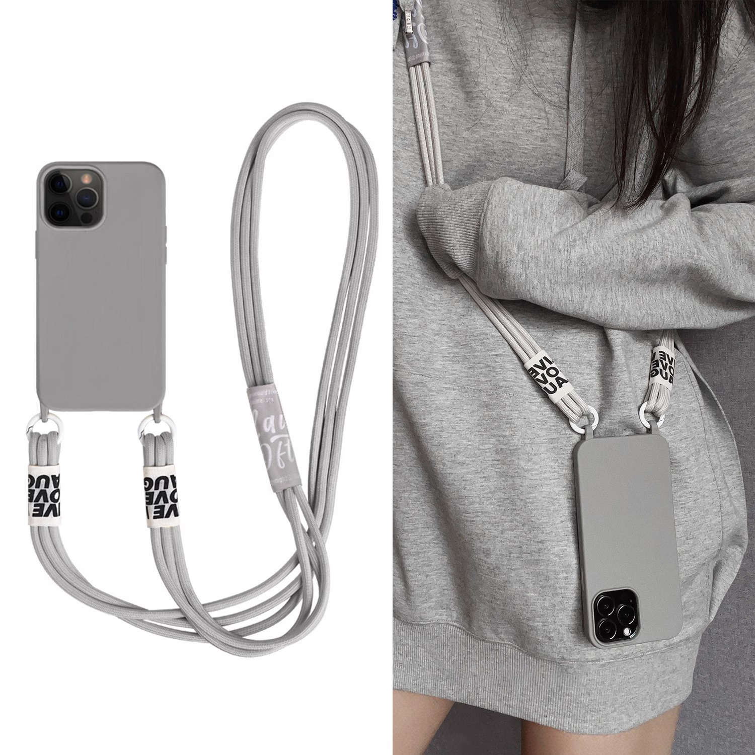 苹果16promax手机壳新款斜挎iPhone15pro全包防摔保护套14plus背带挂绳13pm液态硅胶12手提外壳11高级感xr女p