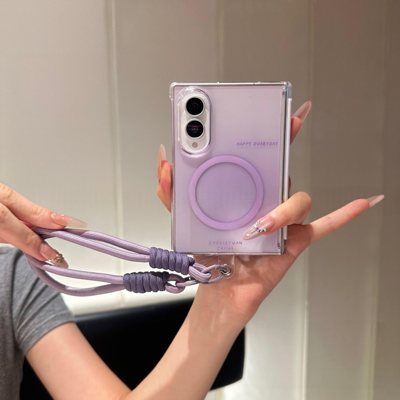 适用三星GalaxyZFold8手机壳新款磁吸中轴全包防摔半透明磨砂保护套zfold8阔折叠屏带手提挂绳高级感男女外壳
