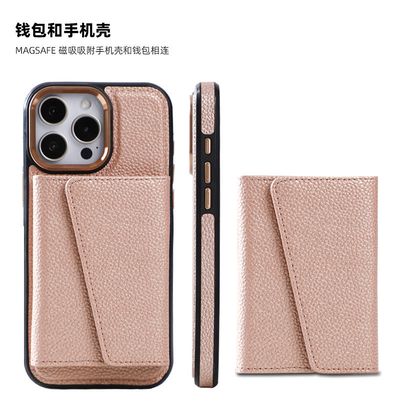 适用苹果17promax手机壳新款磁吸充电iPhone16pro全包防摔真皮保护套15pm可插卡零钱包ip14高级13女12外壳por