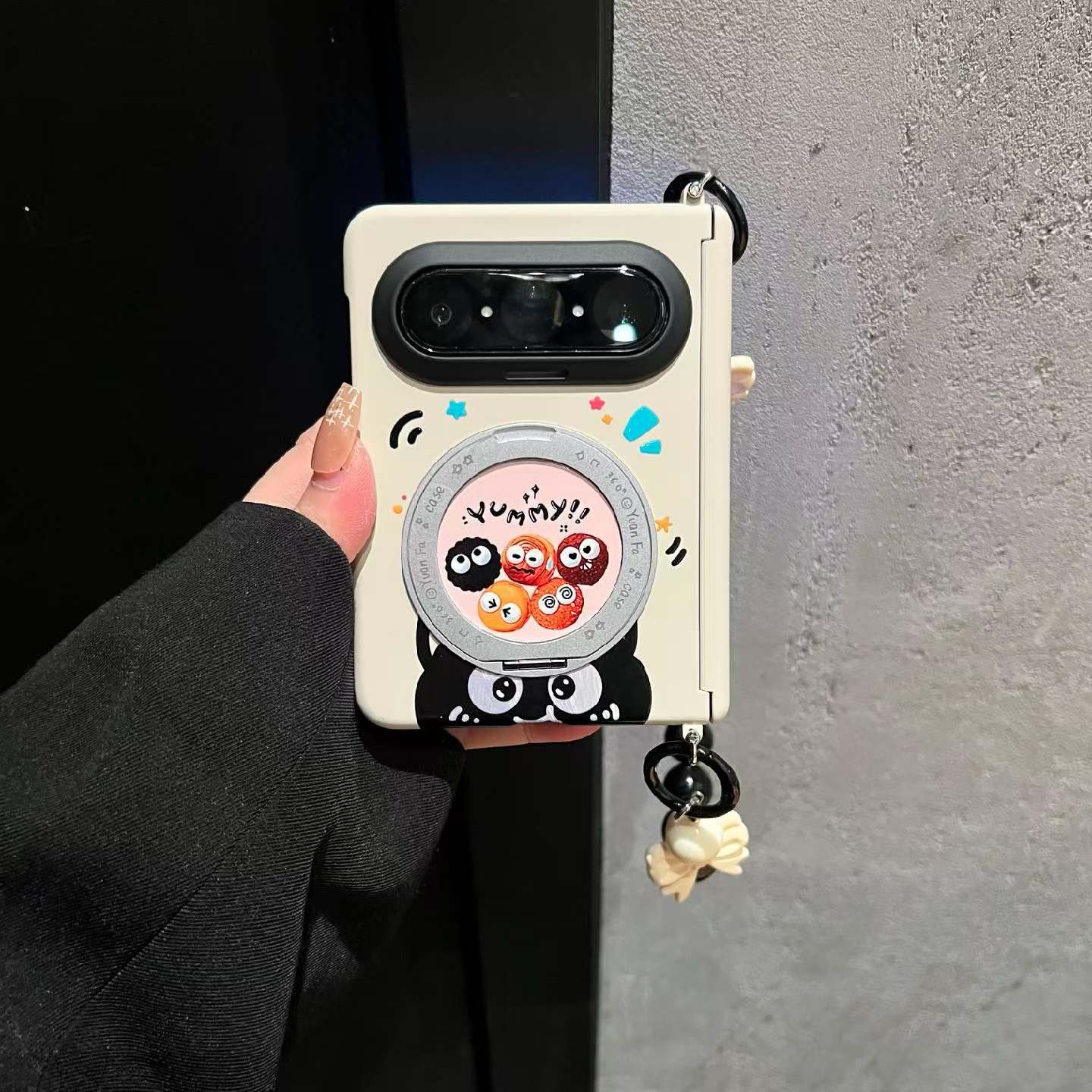 煤球旋转支架适用华为puraxmax手机壳新款中轴前框侧扣全包防摔保护套PuraXMAx典藏版折叠屏手提斜挎后壳男女