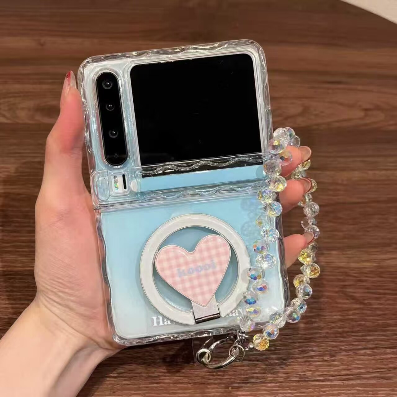 爱心磁吸支架适用purax典藏版手机壳新款中轴铰链全包防摔波浪边保护套purax带手提挂绳px高级感简约女士外壳