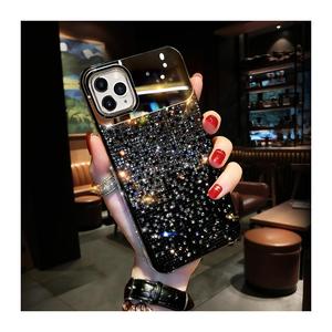 苹果15promax手机壳iphone14pro奢华渐变水钻13pro硅胶套plus镶钻12pm全包防摔xr补妆镜11女网红ip8新款por潮