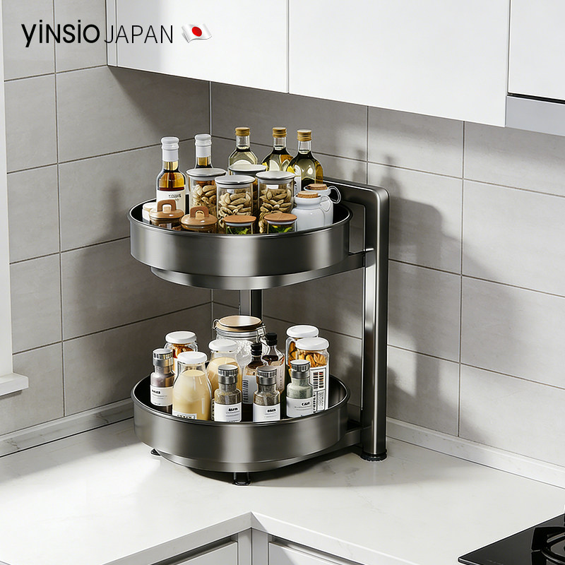 日本yinsio旋转调料置物架厨房台面多功能油盐酱醋调味料用品收纳
