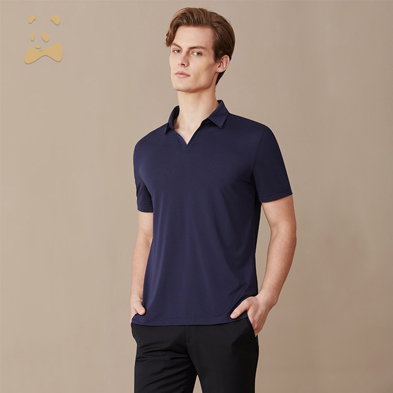 CANUDILO/卡奴迪路 丝滑垂顺翻领针织短袖POLO衫男士