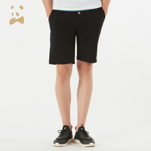 腰五分裤 CANUDILO 伸缩裤 男士 卡奴迪路熊猫黑色短裤