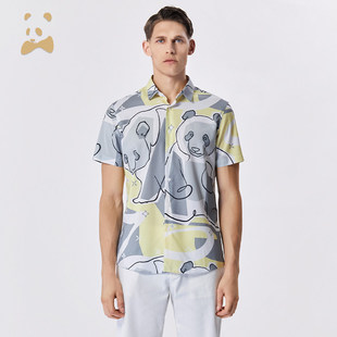 衬衫 CANUDILO 弹力短袖 熊猫薄款 男 卡奴迪路夏季