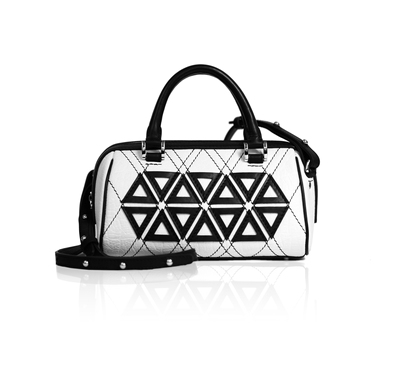 黑白撞色百搭几何三角小提手包