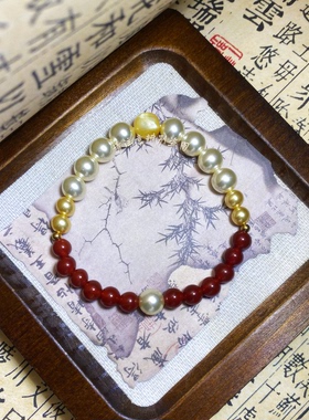 「浮光跃金」原创设计更适合黄皮中式贵气人造珍珠手串设计国风