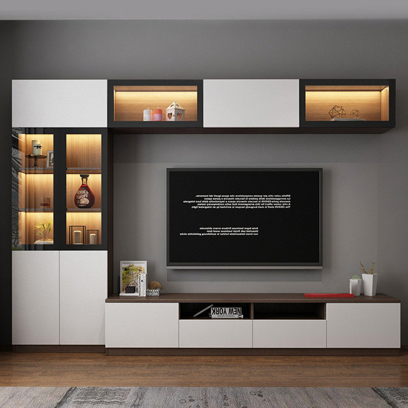 电视柜背景墙柜一体客厅家用定制简约现代满墙收纳储物柜组合柜子