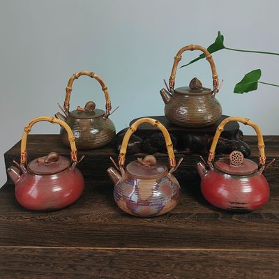 钧瓷名家陈俊才定制款炭烧提梁壶围炉煮茶直接煮茶茶壶烧茶壶