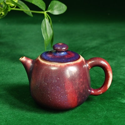 钧彩时光严选钧瓷名家杨鹏飞钧尚源玉石釉紫红窑变精品原矿茶壶