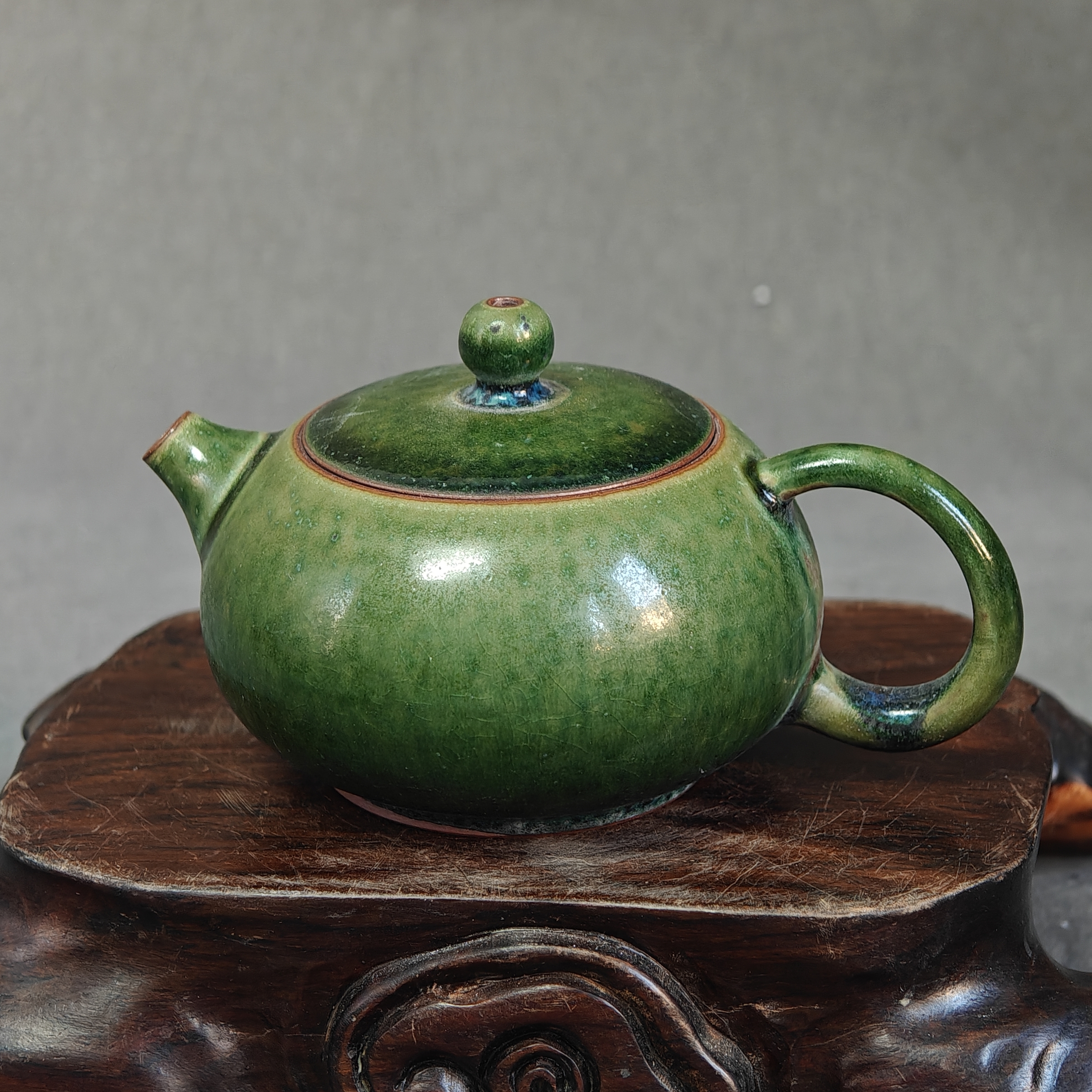 钧瓷名家董智博纯手工炭烧炉钧窑变精品茶壶泡茶壶原矿中式复古