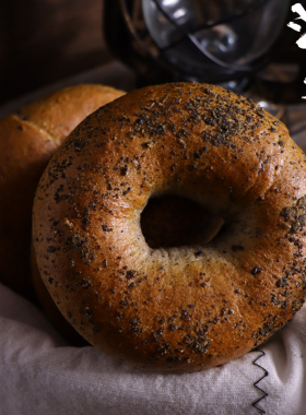 清晨里 黑芝麻贝果面包无油杂粮健身代餐饱腹轻食欧包营养零食品