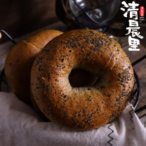 清晨卡脂加添代餐轻食贝果面包