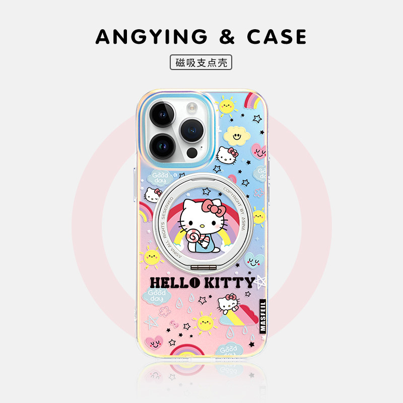 ANGYING × 彩虹KT适用iphone17promax手机壳新款ip15苹果16pro磁吸保护套14支点Lo5高级感可爱13带支架全包