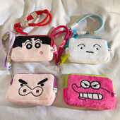 动漫立体收纳蜡笔小新长方形零钱包编织手工尼龙挂绳通用手机壳耳机汽车钥匙扣包包挂件便携腕带手环可爱女款