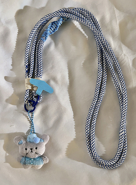 可爱蓝色睡衣鼠鼠公仔多功能斜跨长绳适用于手机壳趣味卡通ins女款结实耐用户外防丢防掉ccd相机便携侧身可背