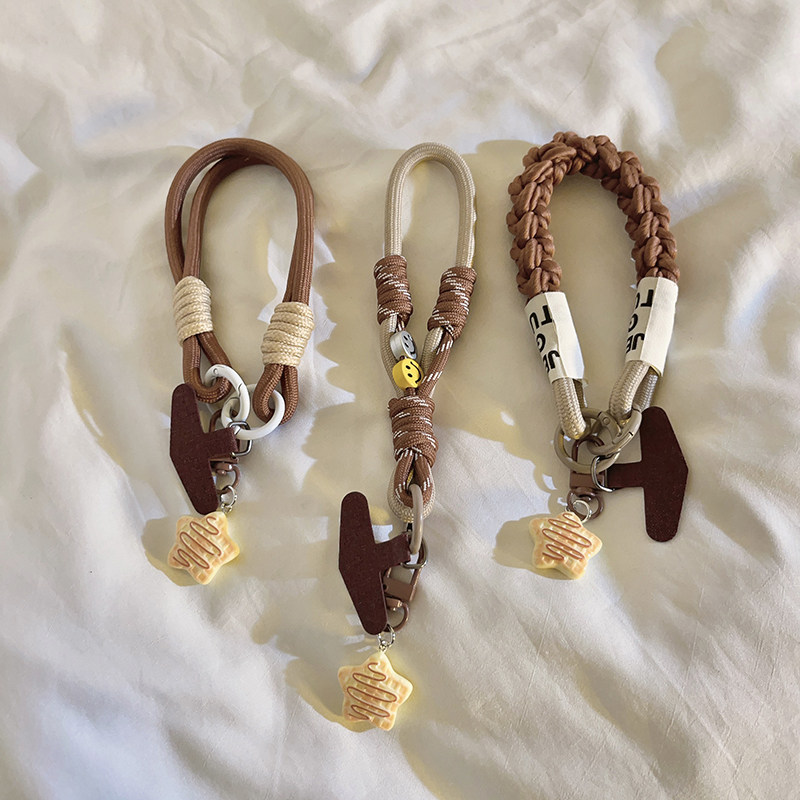 小众ins立体糖浆星星饼干挂件编织短款结实手绳适用于手机壳百搭包包吊坠ccd相机汽车钥匙扣耳机便携腕带手环