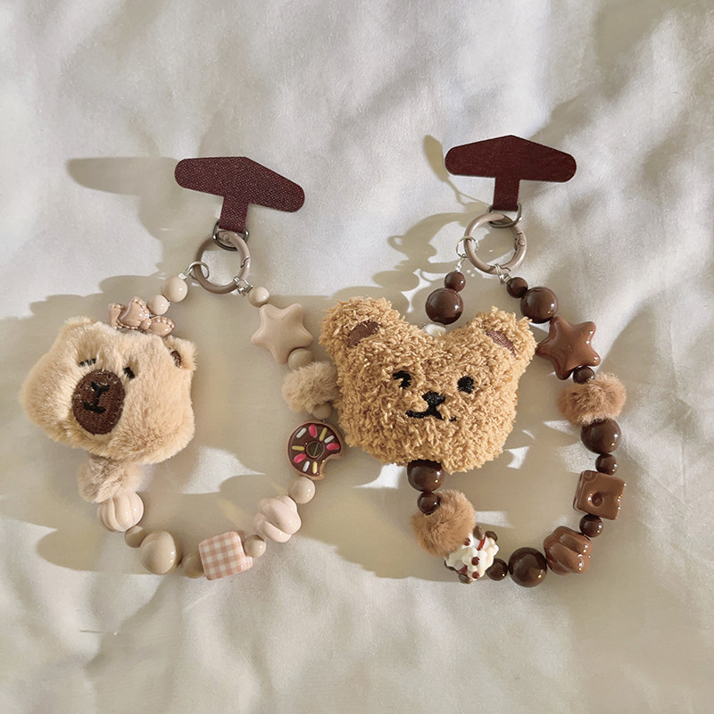卡通毛绒小熊串珠手链适用于手机壳DIY趣味学生可爱女款手提防丢秋冬钥匙扣耳机套学生挂链CCD相机便携挂绳2,3C数码配件,手机挂件/手机链,淘宝优惠券,粉丝福利购,淘宝优惠卷
