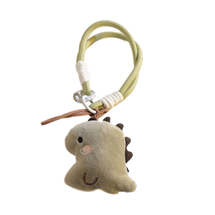 日韩卡通毛绒立体小恐龙挂绳手机壳钥匙扣汽车配件女生包包饰品挂件挂链学生手机链尼龙绳防丢手腕带潮款可爱