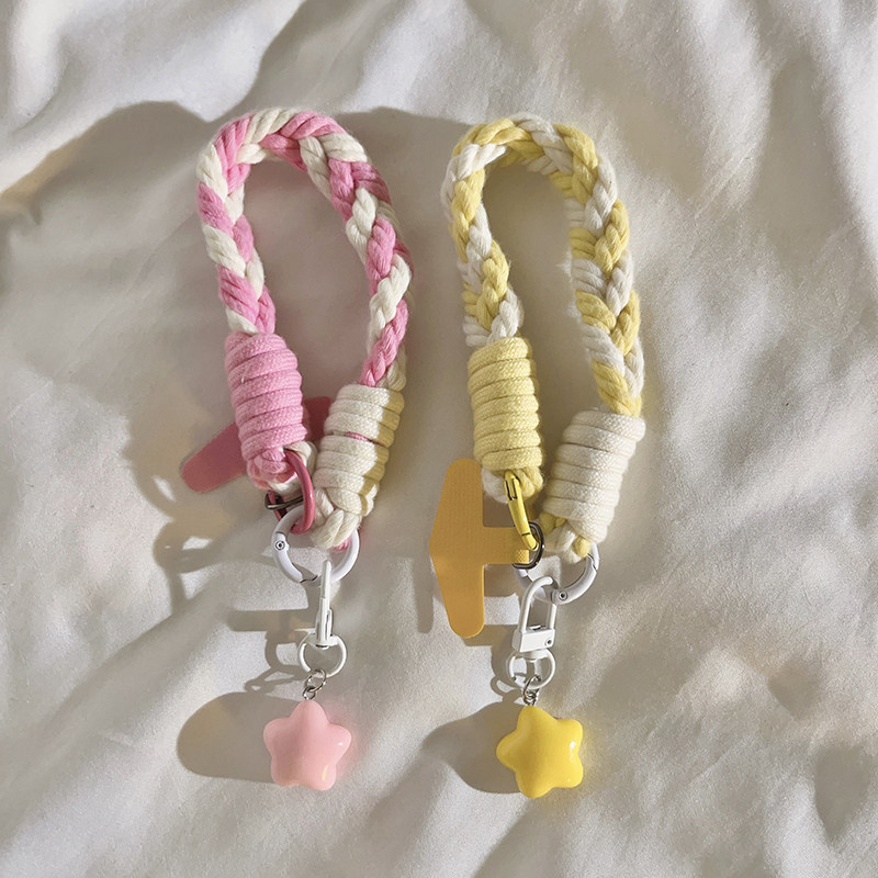 超胖星星挂件尼龙线材短款编织绳适用于手机壳韩系ins学生妹少女心手机链车钥匙扣耳机套通用ccd便携手腕挂绳