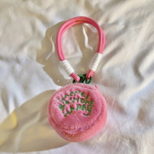 少女心HAPPEE圆形收纳零钱包编织手工尼龙挂绳适用手机壳潮款 创意钥匙扣包包挂饰耳机套便携腕带手环手机手绳