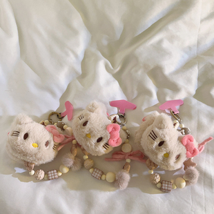 可爱毛绒公仔KT猫挂饰手工串珠手链手机壳挂链秋冬ins日韩网红女款 CCD相机腕带挂件车钥匙扣耳机便携挂绳606