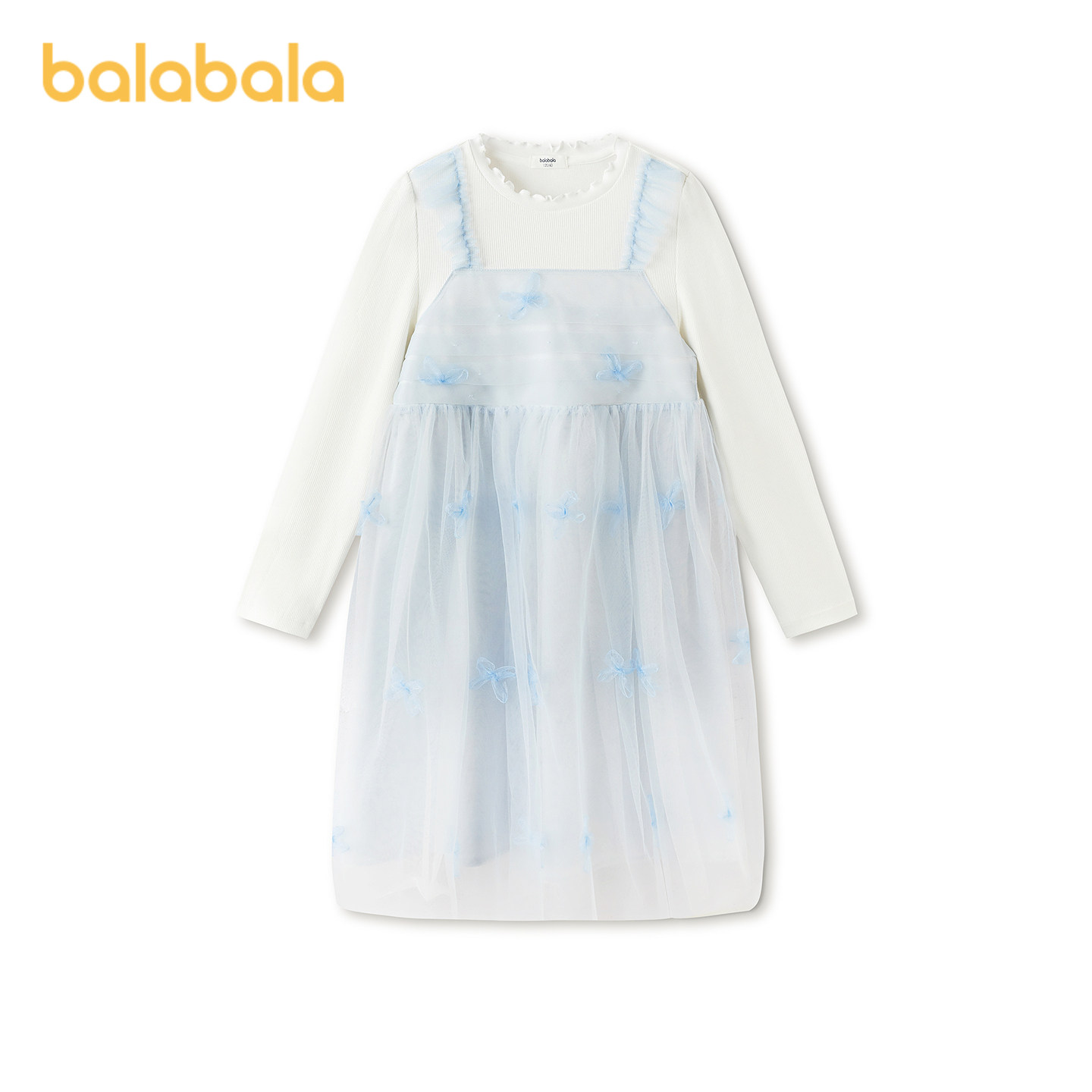 【商场同款】巴拉巴拉童装儿童连衣裙女童2026新款春装针织网纱裙
