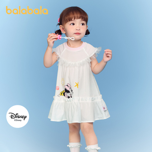 迪士尼米妮】巴拉巴拉宝宝连衣裙儿童公主裙女童夏装2025新款甜美