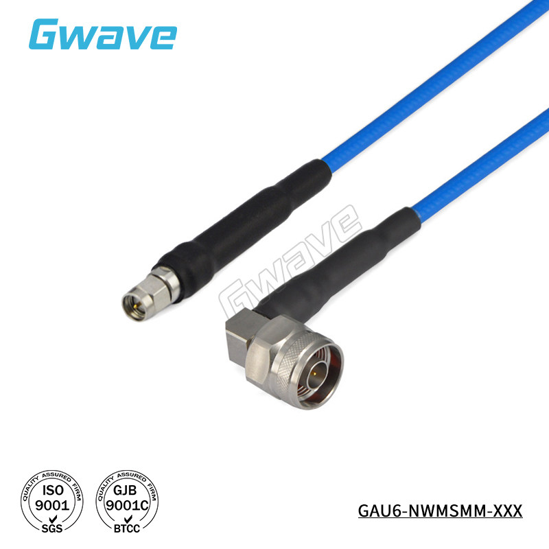 谷波互连N公90°直角弯-SMA公射频连接线 GT210P超柔测试电缆 18G