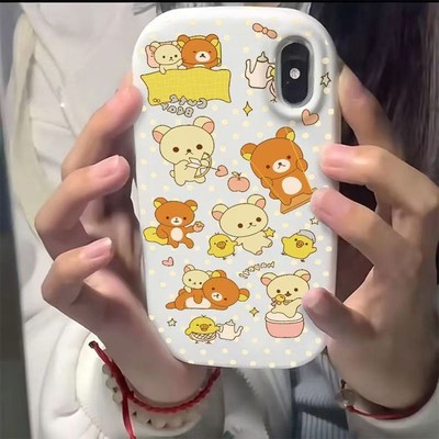 卡通自嘲小熊适用于vivox200 x100手机壳s30pro 新款s19 s18 s17e防摔y35 y55s y77 y93高级感x60 x50保护套
