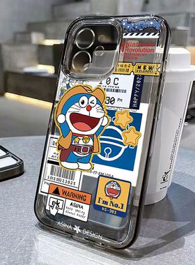 哆啦A梦标签适用于IQOO13手机壳neo9pro新款IQOOz9turbo创意iqooz8/z7i/z6x防摔neo5se全包iqooz3/z1x保护套