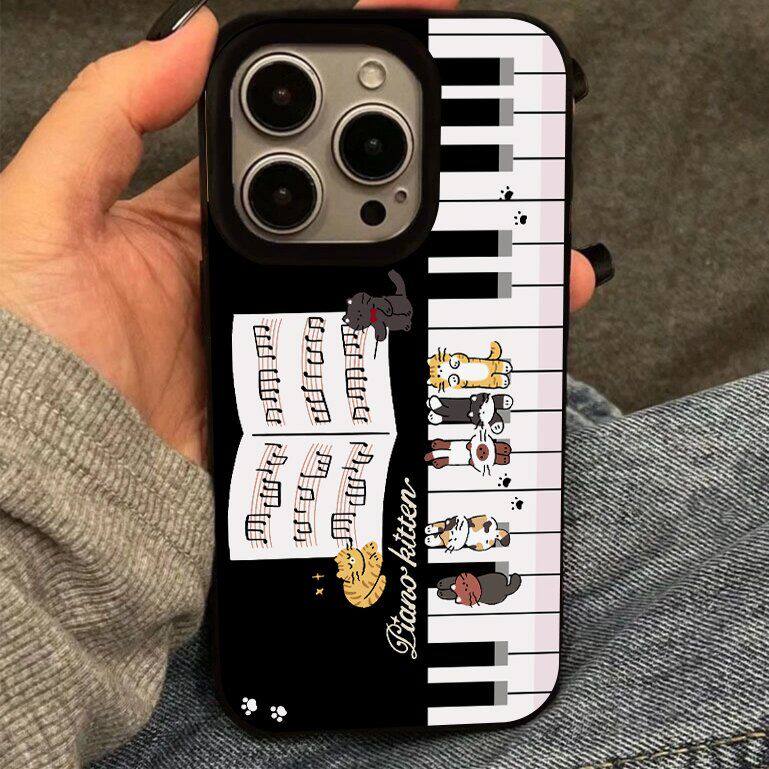 日韩钢琴猫咪适用于荣耀200/100手机壳90GT/80/70畅玩60plus亮面play5Tpro防摔x40x30x20x10硅胶magic4保护套