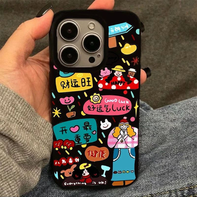 涂鸦卡通文字适用于红米k70pro手机壳note9/10/11Tpro新款小米12/13/14防摔turbo3亮面k40k50k60软套civi4pro