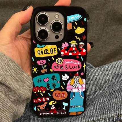 涂鸦卡通文字适用于红米k70pro手机壳note9/10/11Tpro新款小米12/13/14防摔turbo3亮面k40k50k60软套civi4pro