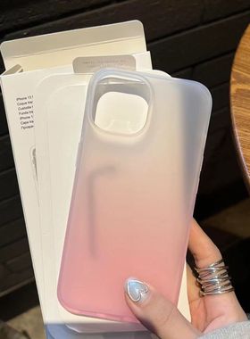 渐变晕染粉色适用于小米14手机壳红米note12/11/10-5g新款k50至尊版k60pro防摔k70e潮note13pro软civi3保护套